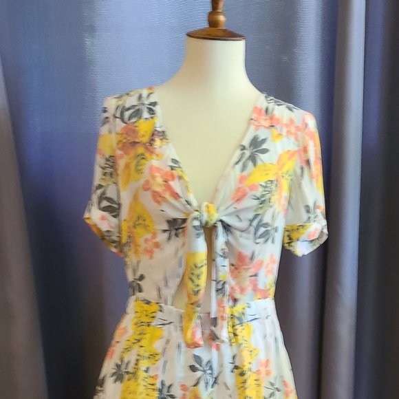 Free People Tropical Floral Tie Front Mini Dress - Picture 3 of 7